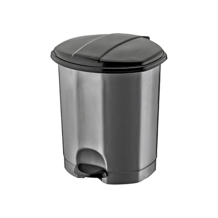 Dünya 01013-400&410 Siyah & Gri 18L Pedallı Çöp Kovası Plastik 305x301x390mm- 6'li Paket