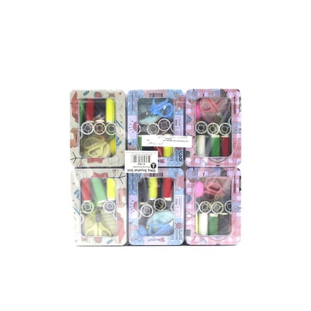 Nerox NRX-0749 Metal Kutu Dikiş Seti (İplik, Mezura, Tekstil Makası, İğne, Yüzük)- 6'li Paket