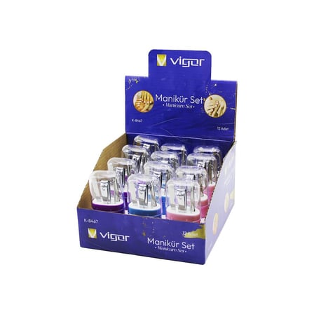 Vigor K-8467 6 Parça Kişisel Bakım Manikür ve Pedikür Seti - Plastik Mika Kutulu- 12'li Paket
