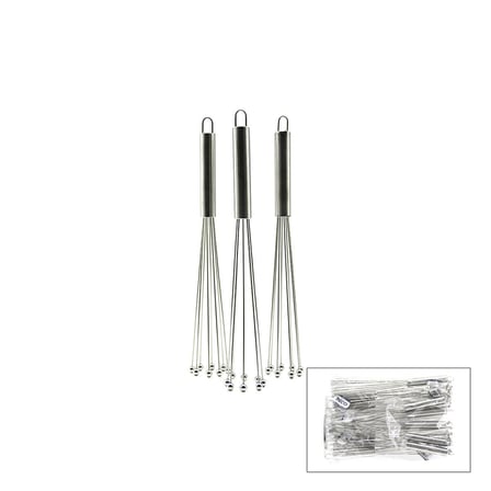 İbico İ22-357 Metal Çırpıcı (8 Boncuk Uçlu, Krom Sap)- 12'li Paket