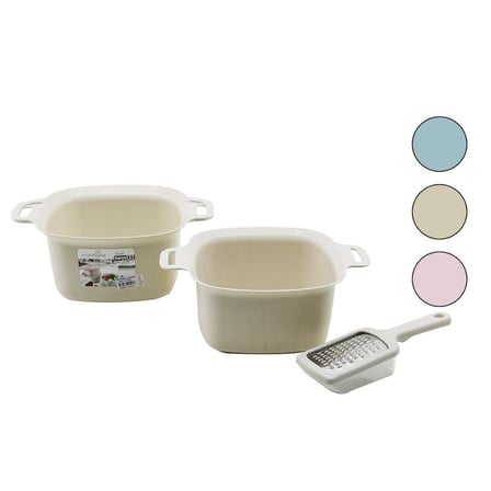 Wish Home WH-51300 Süzgeçli Kulplu Kase ve Hazneli Rende Set (2 Parça, 4L)- 12'li Paket