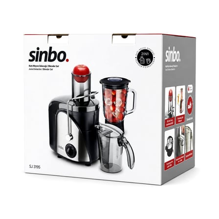 Sinbo SJ-3195 Katı Meyve ve Sebze Sıkacak Blender Seti 600W