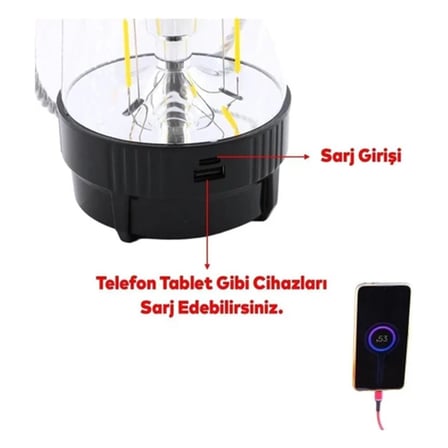 Multi-Functional Stage HW-978B 3in1 Dönebilen Disko Renkli Fanus Fener Pilli Powerbank 20W