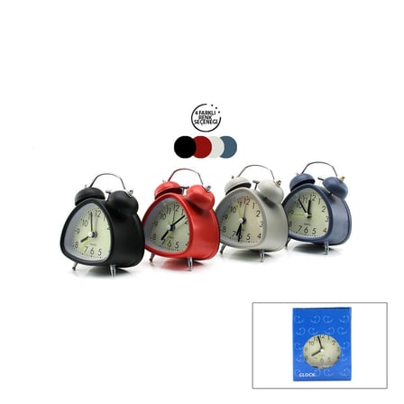 Twin Bell Alarm Clock BGC-11 Üçgen Masa Çalar Saat (Metal Kasa Renkli) (Pilli & Işıklı) (Çap: 7.2cm)