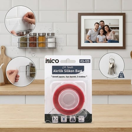 İbico İ13-123 18mm x 2m VHB Akrilik Silikonize Çift Taraflı Bant- 12'li Paket