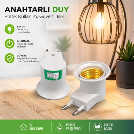 Fuji DUY-90 Anahtarlı Duy Fiş- 20'li Paket