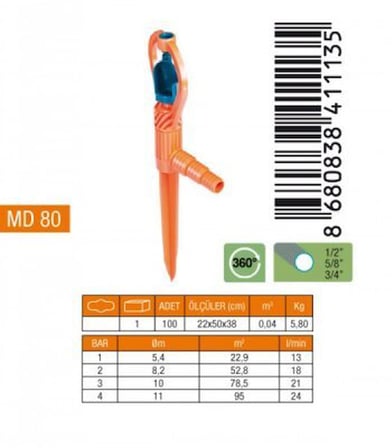 Medalyan MD-80 Saplamalı Sprink Fıskiye - PVC Yaprak Model- 10'li Paket