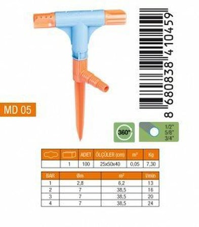 Medalyan MD-05 Sprink Fıskiye - 2'li T Model, Normal- 10'li Paket