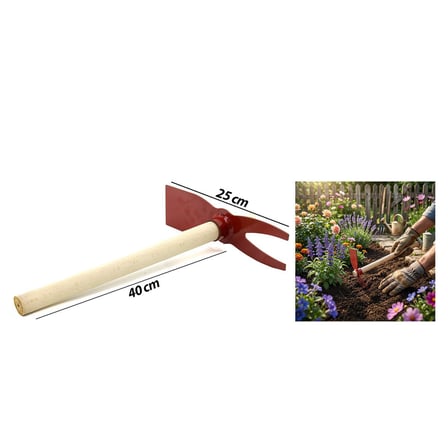 İbico K13-056 2'si 1 Arada Metal Çapa - Geniş Ağız ve Çatallı Ahşap Saplı 45 cm- 12'li Paket