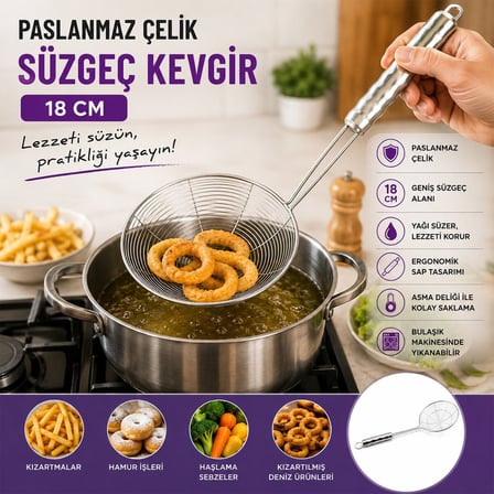 Pablito Home PBT-953 Saplı Metal Kevgir - 18 cm- 10'li Paket
