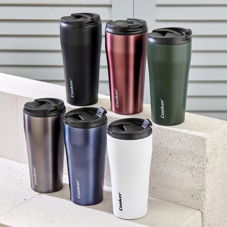 Cooker CKR-2049 Mug Termos Bardak 400 ml - Renkli Kaydırmaz TPR Tabanlı Sızdırmaz Kapaklı
