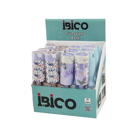 İbico İ21-044 Standlı Saplı Tüy Toplayıcı Rulo Bant - 60 Yaprak Yapışkanlı- 24'li Paket
