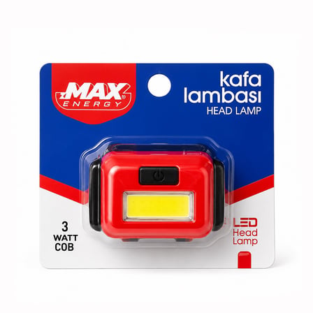 ZMAX Energy MAX-3146 Pilli 3W COB LED Kafa Lambası Feneri - 3 Kademe Işık Ayarlı 120 Lümen- 12'li Pa