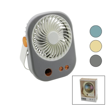 Hasuba HS-285 BJJ-565 Işıklı Mini Masaüstü Fan - USB Şarjlı 3 Kademe 15.5x12 cm
