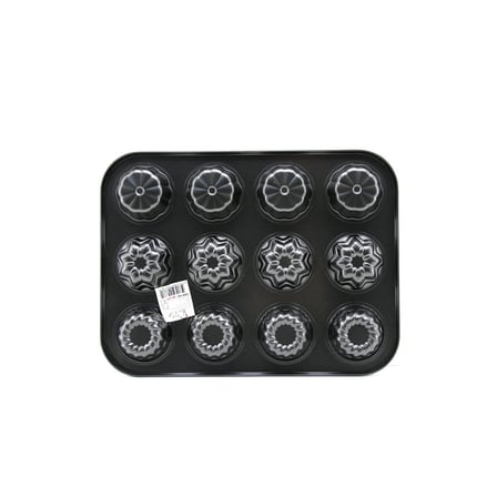 İbico İ22-378 Metal Muffin ve Kek Kalıbı 12 Gözlü - Siyah Şekilli