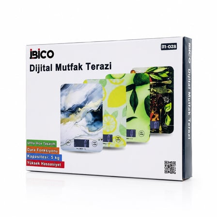 İbico İ11-028 Cam Mutfak Tartısı - LCD Ekran, 5 kg / 1 gr, Pilli
