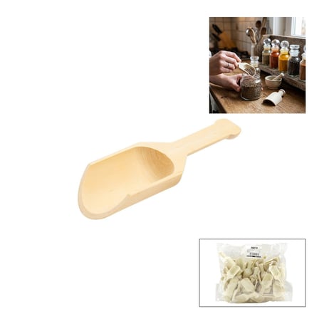 İbico İ22-403 Ahşap Bambu Kürek Baharat Kaşığı 3 cm- 50'li Paket