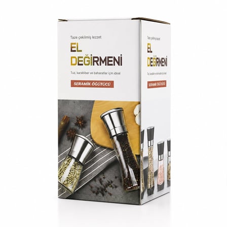 İbico İ22-411 Hand Grinder Tuz ve Baharat Öğütücü - Küçük Boy Cam Hazneli Krom Kaplama Kapaklı