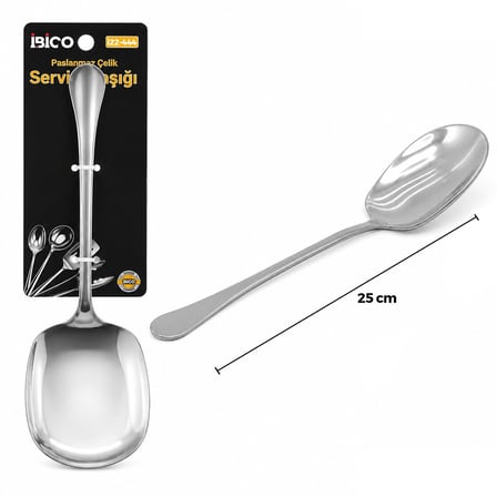 İbico İ22-444 Krom Metal Servis Kaşığı 25 cm- 12'li Paket
