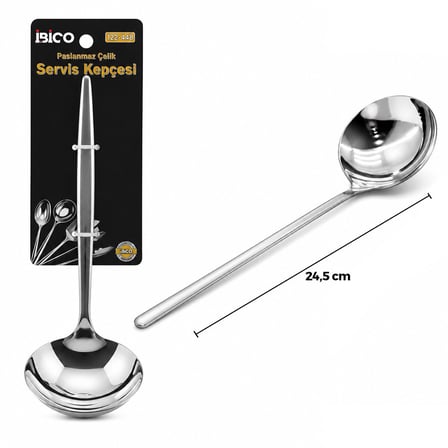 İbico İ22-448 Krom Metal Servis Kepçesi - 24.5 cm- 12'li Paket