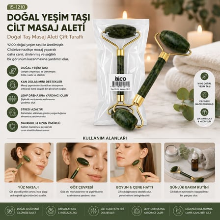 İbico İ15-079 Doğal Yeşim Taşı Cilt Masaj Aleti- 10'li Paket