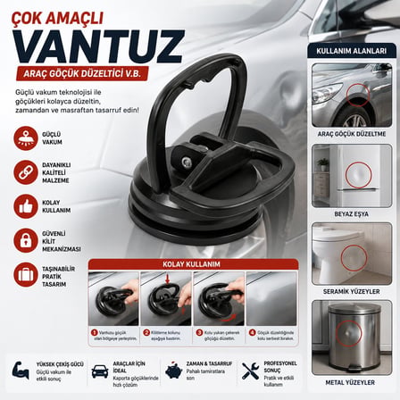 İbico İ13-149 Çok Amaçlı Cam Vantuz - Araç Göçük Düzeltici- 100'li Paket