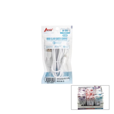 And Tecnology A30-31-32 Telefon Şarj ve Data Kablosu - Micro USB, Type-C, USB 3.4A Mix- 50'li Paket