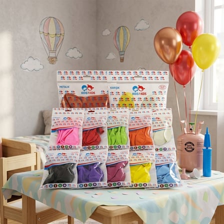 Kids & Kids G-90A İç Mekan Karışık Renkli Balon - 10'lu Paket- 10'li Paket
