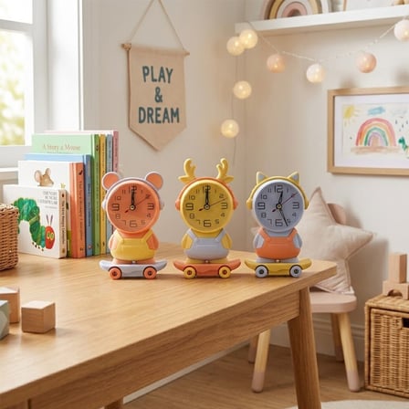 Galaxy 2328 Kaykay Çocuk Masa Saati - Renkli Plastik Kasa- 24'li Paket