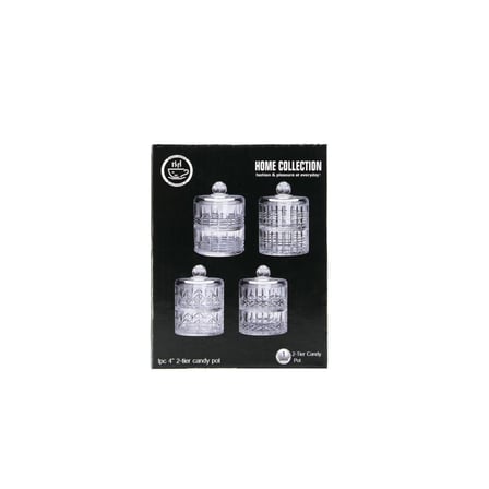 Home Collection SDG1009B Chester 2 Katlı Cam Kapaklı Şekerlik ve Lokumluk- 12'li Paket