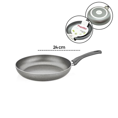 Papilla Fred 24 cm Maxi Granit Tava - Tek Saplı Gri Kırçıllı BRKT-705694- 6'li Paket