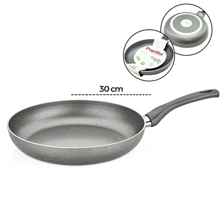 Papilla Fred 30 cm Maxi Granit Tava - Tek Saplı Gri Kırçıllı BRKT-706141- 6'li Paket