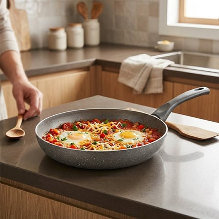 Papilla Fred 30 cm Maxi Granit Tava - Tek Saplı Gri Kırçıllı BRKT-706141- 6'li Paket