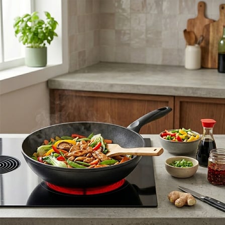 Papilla Ragnar 28 cm Granit Şef Tava - Wok Tek Saplı BRKT-739446- 6'li Paket