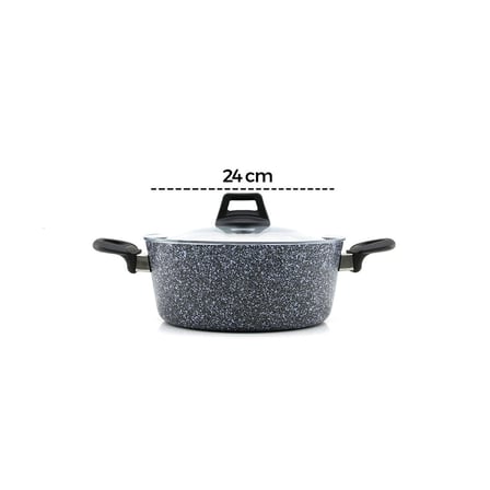 GAB Çırağan 7 Parça Granit Tencere ve Tava Seti - Gri Cam Kapaklı