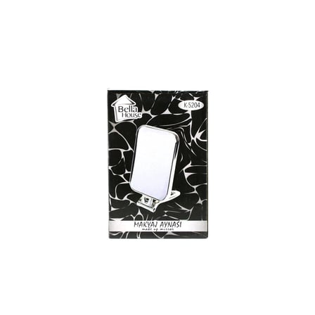 Bella House K-5204 Dikdörtgen Çift Taraflı Makyaj Aynası - Gümüş Renk, Katlanır Ayaklı 15x11,5 cm