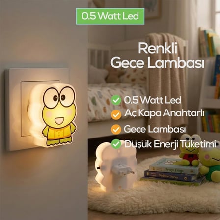 Softled-7033 Kurbağa Figürlü Renkli Gece Lambası - 0.5W 3 LED- 10'li Paket