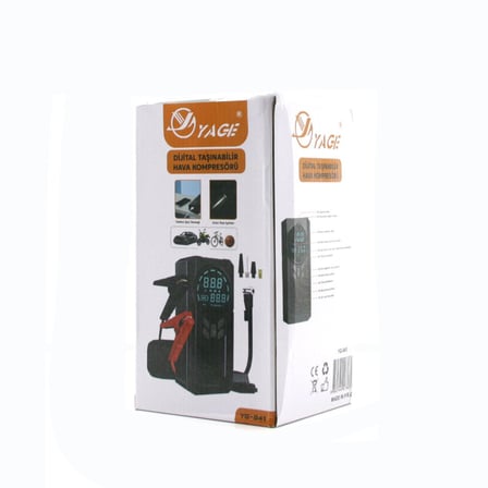 Yage KA-841 4'ü 1 Arada Akü Takviye ve Kompresörlü Hava Pompası 12V - Dijital Ekranlı