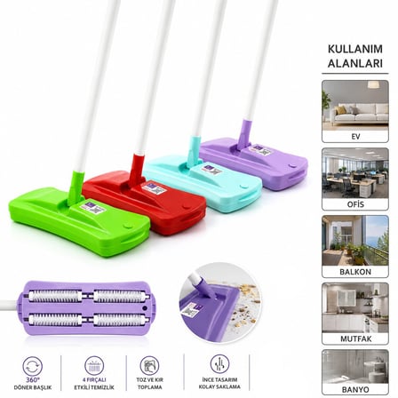 Pamir PMR-301 Gırgır Süpürge 4x4 - Plastik Saplı Renkli- 28'li Paket