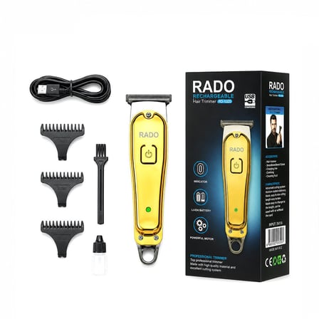 Rado RD-3638 Saç Sakal Kesme Traş Makinesi - USB Şarjlı T Bıçak, 3 Tarak Aparatlı Set