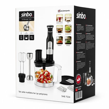 Sinbo SHB-7534 El Multi Blender Seti - 2 Hız Ayarlı Paslanmaz Çelik Bıçak 2 Litre Hazneli