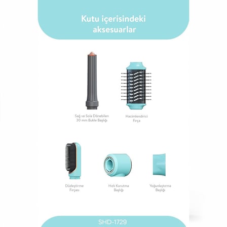 Sinbo SHD-1729 Air Brush Mavi 5'i 1 Arada Saç Kurutma ve Şekillendirme Makinesi 1300W