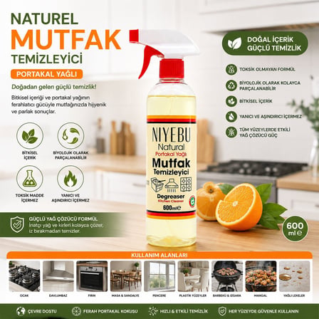 Niyebu Portakal Naturel Mutfak Temizleyici - 600 ml- 12'li Paket