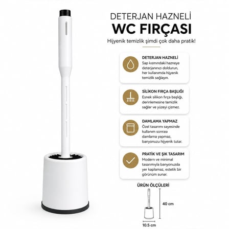 Acero Home 2116 Deterjan Hazneli Silikon Klozet WC Fırça Seti- 12'li Paket