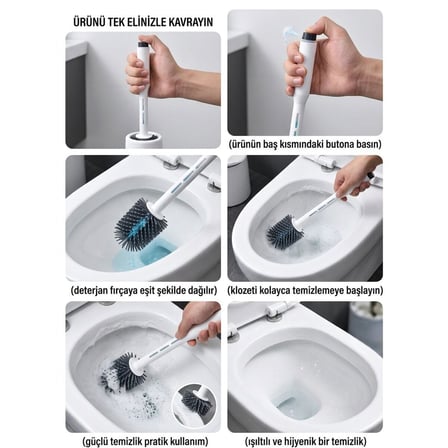Acero Home 2116 Deterjan Hazneli Silikon Klozet WC Fırça Seti- 12'li Paket