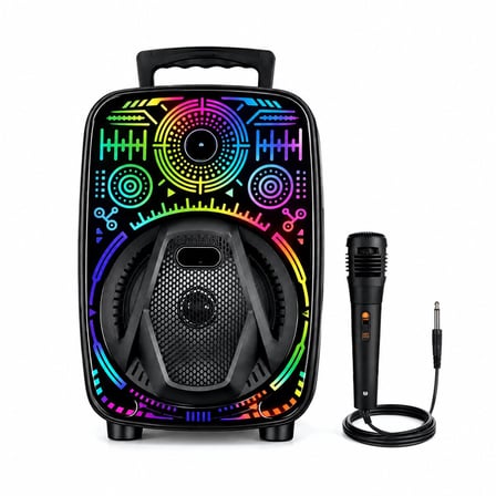 Platoon PL-4660 CH-880 Karaoke Bluetooth Hoparlör 8 inç - Mikrofonlu RGB Işıklı SD ve AUX Girişli