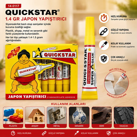 Quickstar Japon Yapıştırıcı 1.4 gr- 50'li Paket