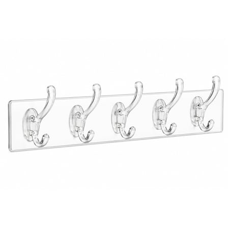 Baysa-136 5 Kollu Mika Kristal Şeffaf Askı 6.4x29.3 cm - Yapışkanlı Montaj- 30'li Paket