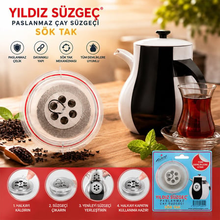 Yıldız Sök Tak Çay Süzgeci- 50'li Paket