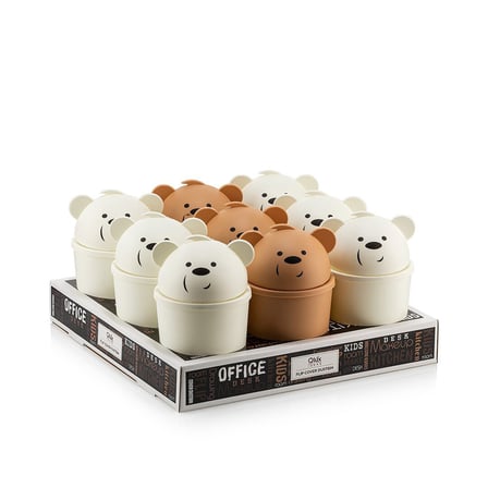 Qlux L-00586 Hippo Mini Masaüstü Çöp Kovası - Ayıcık Modeli- 18'li Paket